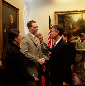 HEAL co-founder and former Executive DIrector, Jason Groenewold, meets Utah Governor Jon Huntsman, Jr.
